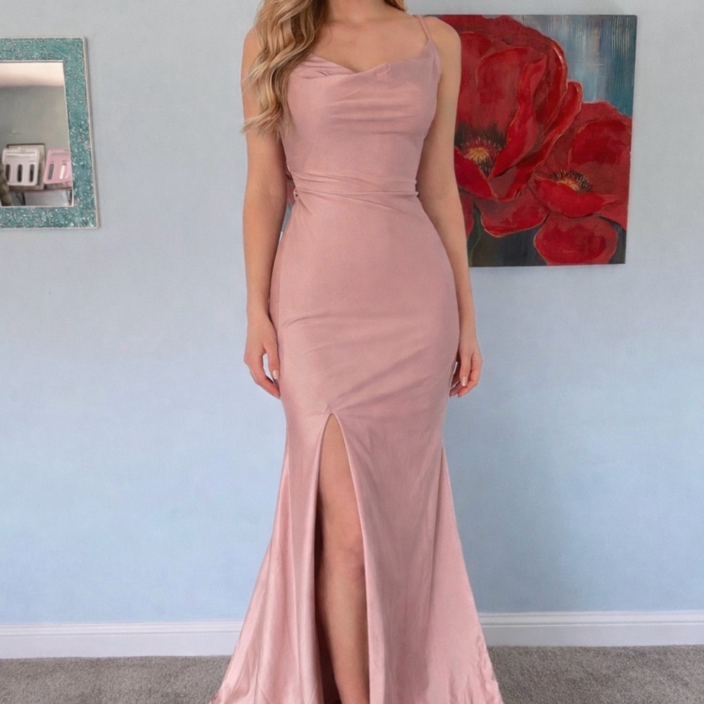 NEW La Femme RN103544 Mauve Pink Formal Ball Gown Dress Prom Wedding Size 0 XS